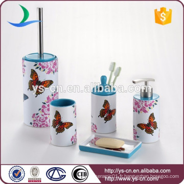 Belle décoration en papillon en céramique 5Pcs set de serviettes de toilette